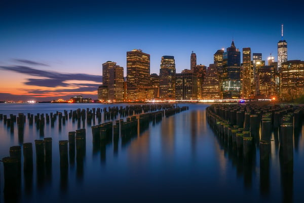 new york as seen by the river at dusk